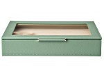 WOLF Medium Ring Box with Window and LusterLoc (TM) in Juniper Green