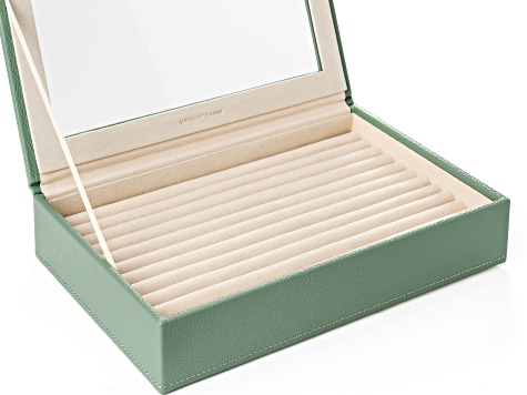 WOLF Medium Ring Box with Window and LusterLoc (TM) in Juniper Green