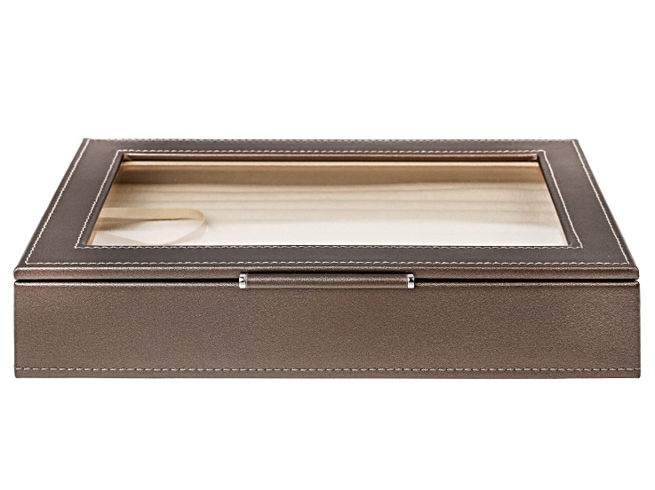 WOLF Medium Ring Box with Window and LusterLoc (TM) in Mocha Shimmer