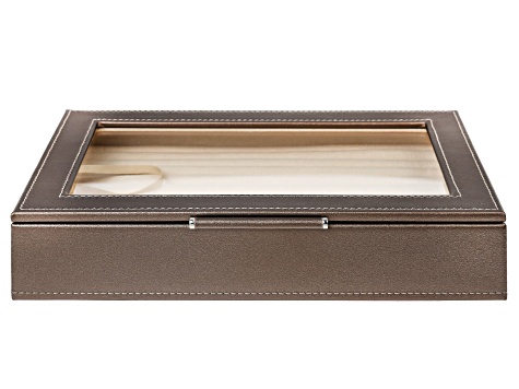 WOLF Medium Ring Box with Window and LusterLoc (TM) in Mocha Shimmer