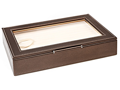 WOLF Medium Ring Box with Window and LusterLoc (TM) in Mocha Shimmer