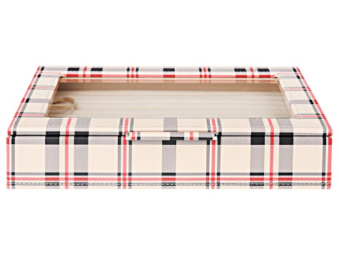 WOLF Medium Ring Box with Window and LusterLoc (TM) in Tan Plaid