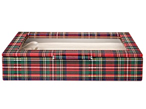 WOLF Medium Ring Box with Window and LusterLoc (TM) in Red Plaid
