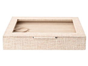 WOLF Medium Ring Box with Window and LusterLoc (TM) in Beige Linen