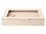 WOLF Medium Ring Box with Window and LusterLoc (TM) in Beige Linen