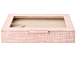 WOLF Medium Ring Box with Window and LusterLoc (TM) in Pink Linen