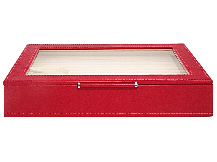 WOLF Medium Ring Box with Window and LusterLoc (TM) in Red