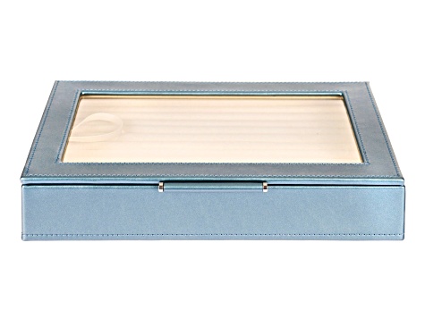 WOLF Medium Ring Box with Window and LusterLoc (TM) in Metallic Blue