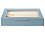 WOLF Medium Ring Box with Window and LusterLoc (TM) in Mid-Century Blue