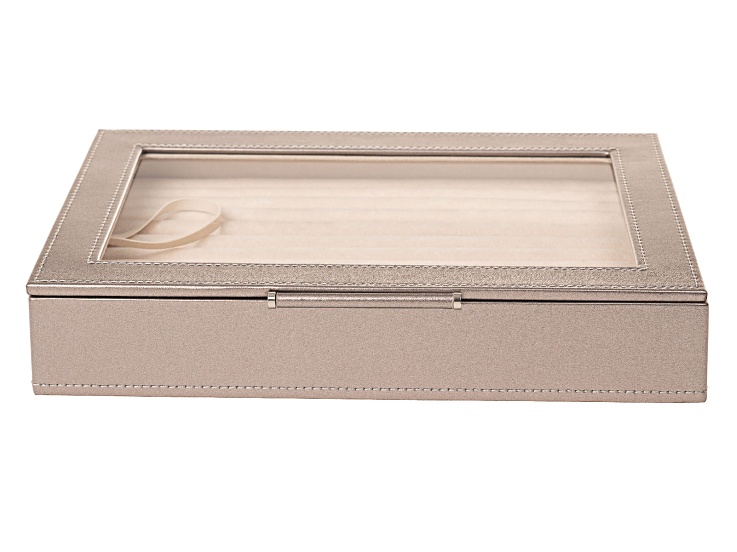 WOLF Medium Ring Box with Window and LusterLoc (TM) in Metallic Pewter