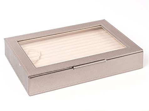 WOLF Medium Ring Box with Window and LusterLoc (TM) in Metallic Pewter