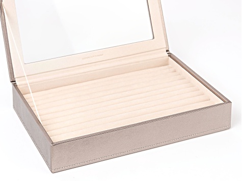WOLF Medium Ring Box with Window and LusterLoc (TM) in Metallic Pewter