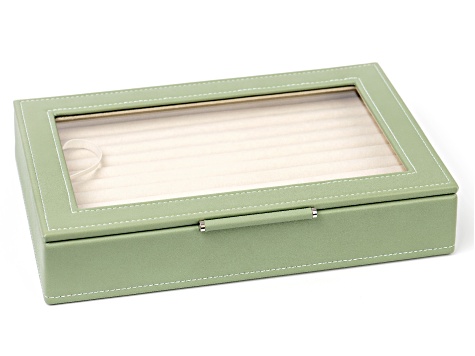 WOLF Medium Ring Box with Window and LusterLoc (TM) in Sage Green