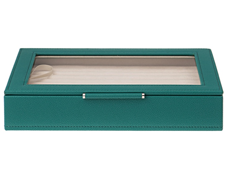 WOLF Medium Ring Box with Window and LusterLoc (TM) in Malachite Green