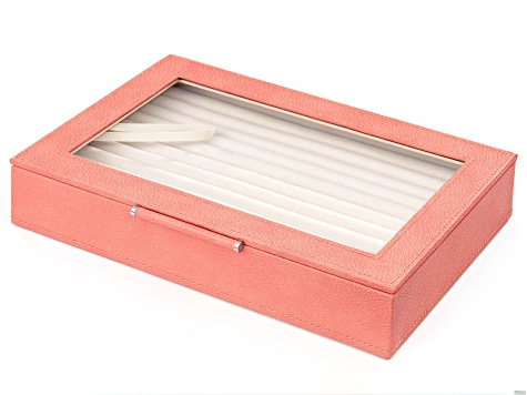 WOLF Medium Ring Box with Window and LusterLoc (TM) in Coral
