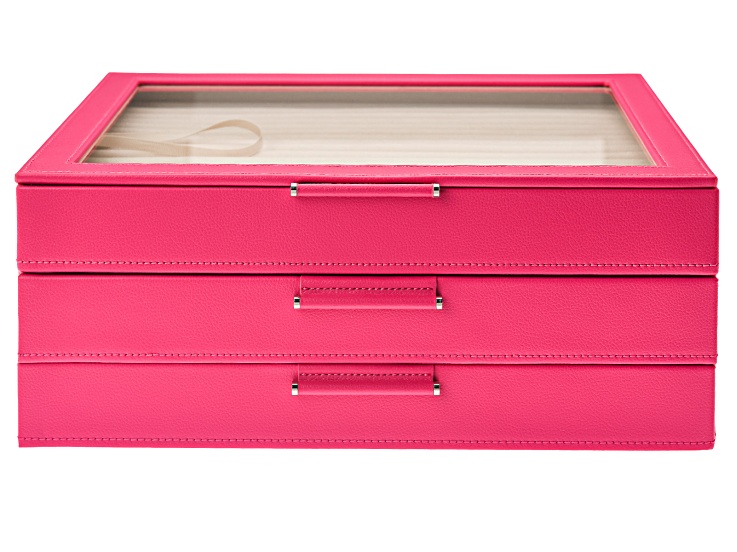 WOLF Large Jewelry Box with Window and LusterLoc in Fuchsia