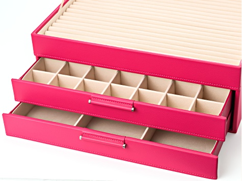 WOLF Large Jewelry Box with Window and LusterLoc in Fuchsia