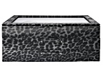 WOLF Large Jewelry Box with Window in Dark Gray Leopard Print with Gray LusterLoc