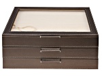 WOLF Large Jewelry Box with Window and LusterLoc in Mocha Shimmer