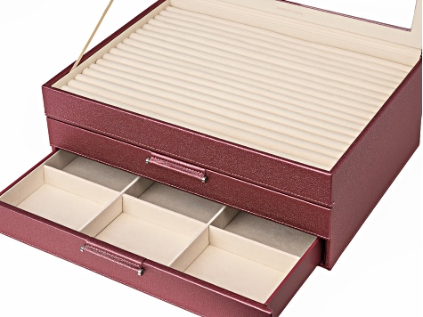 WOLF Large Jewelry Box with Window and LusterLoc in Berry Shimmer