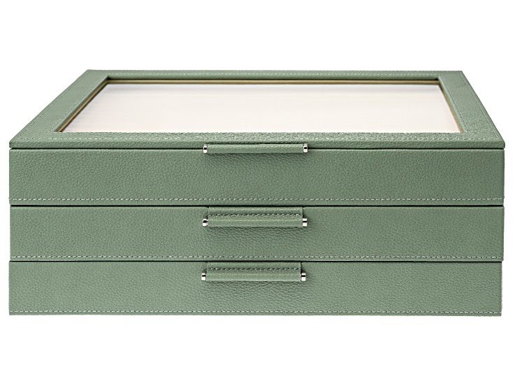 WOLF Large Jewelry Box with Window and LusterLoc in Juniper