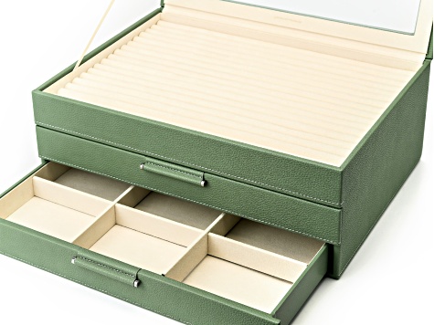 WOLF Large Jewelry Box with Window and LusterLoc in Juniper