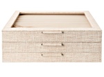 WOLF Large Jewelry Box with Window and LusterLoc in Beige Linen