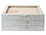 WOLF Large Jewelry Box with Window and LusterLoc in Blue Linen