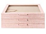 WOLF Large Jewelry Box with Window and LusterLoc in Pink Linen