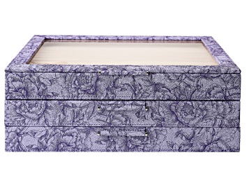 WOLF Large 3-Tier Jewelry Box with Window and LusterLoc in Coral