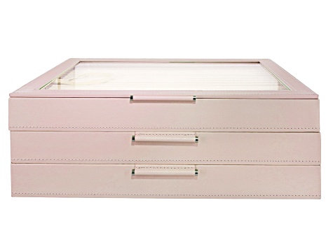 WOLF Large 3-Tier Jewelry Box with Window and LusterLoc (TM) in Rose Gold