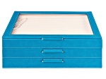 WOLF Large Jewelry Box with Window and LusterLoc in Peacock Blue