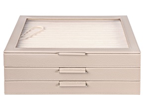 WOLF Large Jewelry Box with Window and LusterLoc (TM) in Stone