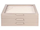 WOLF Large Jewelry Box with Window and LusterLoc (TM) in Taupe
