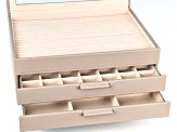 WOLF Large Jewelry Box with Window and LusterLoc (TM) in Taupe
