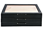WOLF Large Jewelry Box with Window and LusterLoc in Black Python