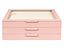 WOLF Large Jewelry Box with Window and LusterLoc (TM) in Powder Rose