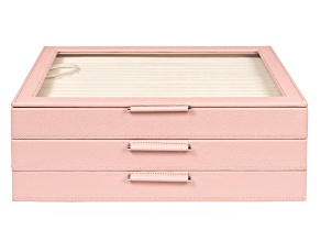 WOLF Large Jewelry Box with Window and LusterLoc (TM) in Powder Rose