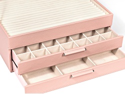 WOLF Large Jewelry Box with Window and LusterLoc (TM) in Powder Rose