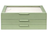 WOLF Large Jewelry Box with Window and LusterLoc (TM) in Sage Green