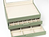 WOLF Large Jewelry Box with Window and LusterLoc (TM) in Sage Green