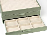 WOLF Large Jewelry Box with Window and LusterLoc (TM) in Sage Green