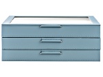 WOLF Large Jewelry Box with Window and LusterLoc in Mid Century Blue