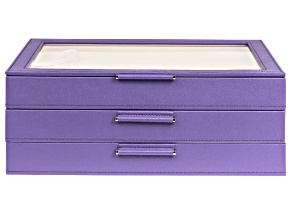 WOLF Large Jewelry Box with Window and LusterLoc (TM) in Jacaranda Flower Purple
