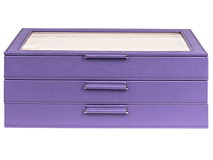 WOLF Large Jewelry Box with Window and LusterLoc in Jacaranda Flower Purple