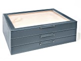 WOLF Large Jewelry Box with Window and LusterLoc (TM) in Basalt Gray