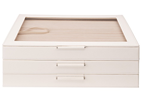 WOLF Large Jewelry Box with Window and LusterLoc (TM) in Ivory