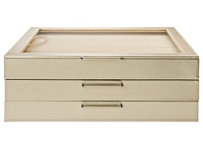 WOLF Large Jewelry Box with Window and LusterLoc in Champagne