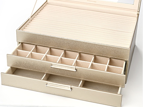 WOLF Large Jewelry Box with Window and LusterLoc in Champagne