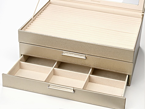 WOLF Large Jewelry Box with Window and LusterLoc in Champagne